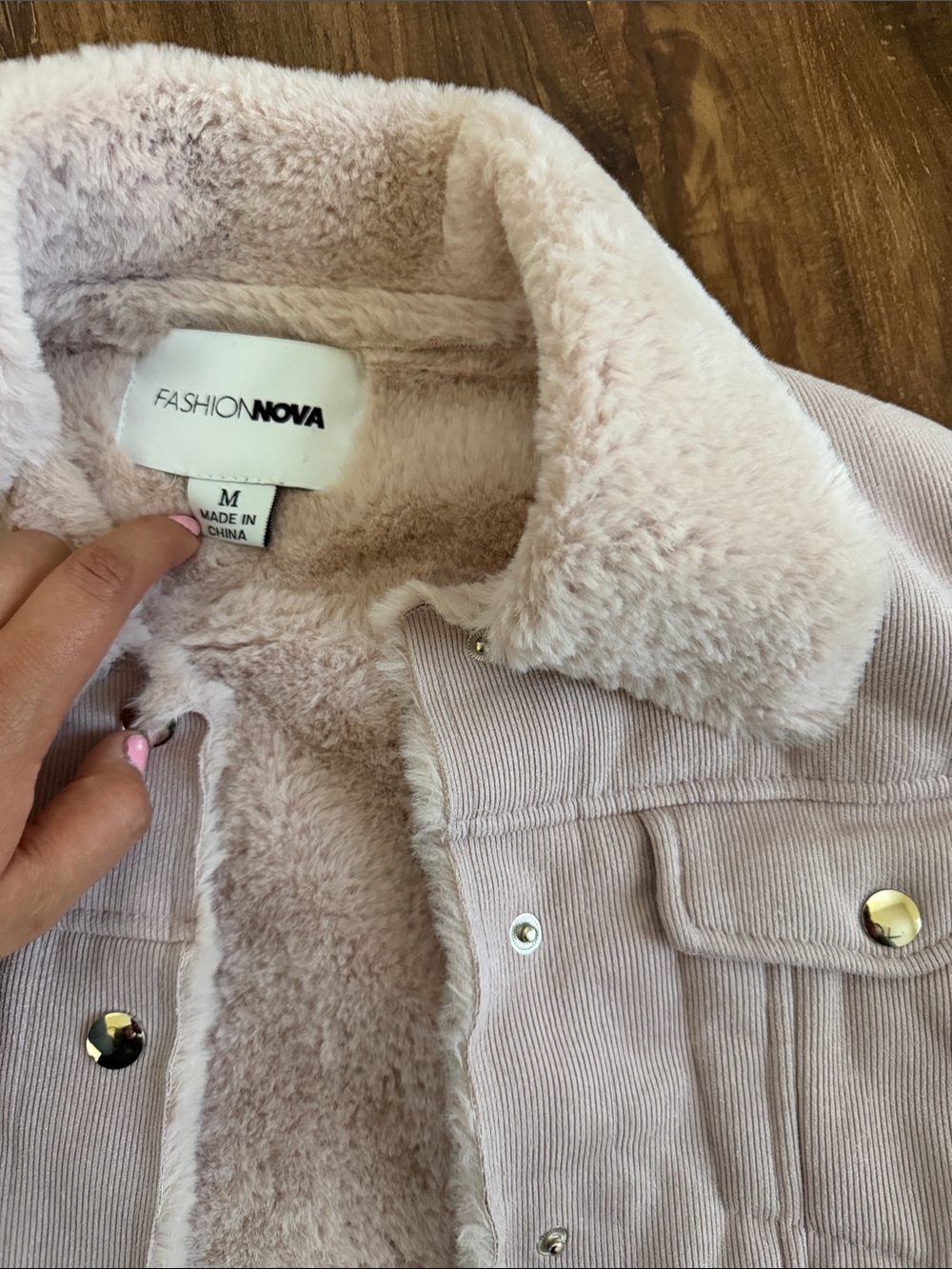 Fashion Nova Plush Faux Suede Jacket in Light Blush - Picture 2 of 4